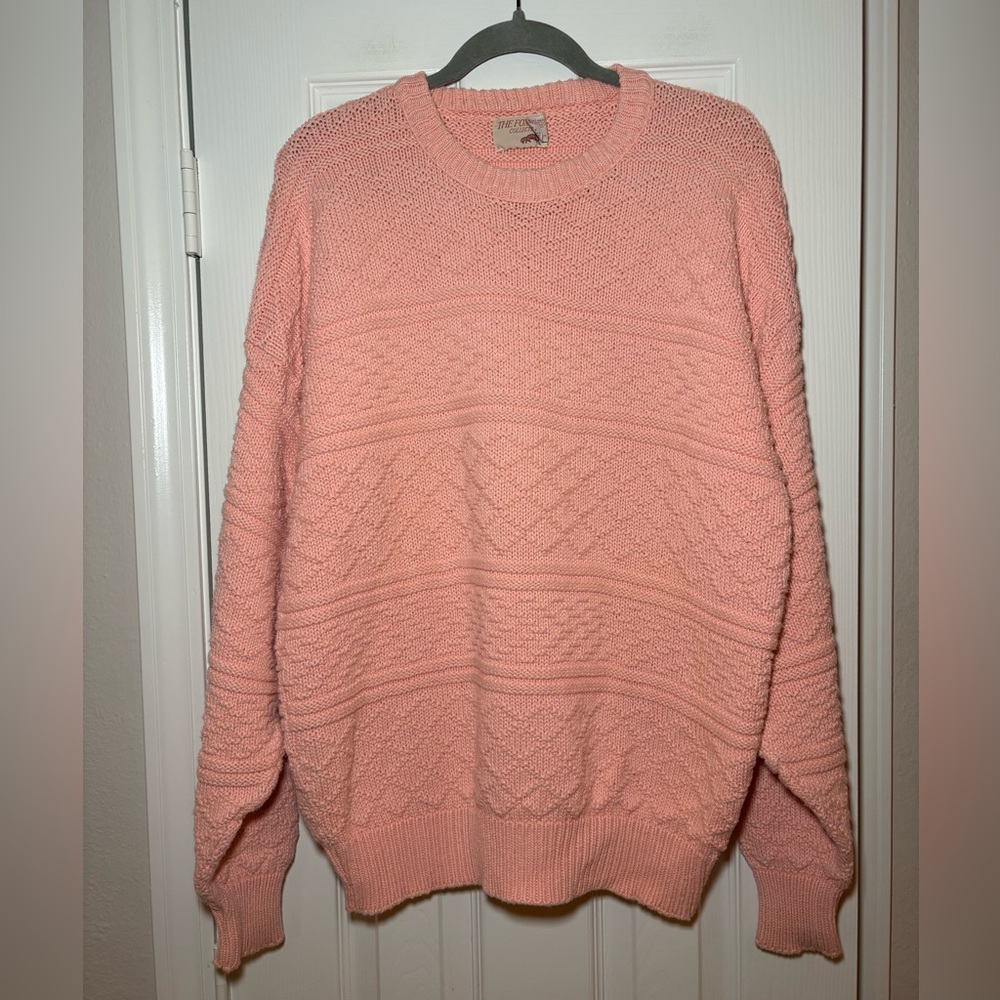 Vintage The Fox‎ Collection Peach Textured Cotton Sweater XL Made in USA